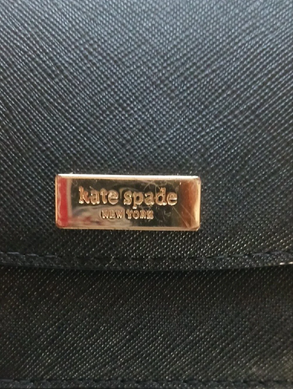 kate spade Black Saffiano Leather Key & Card Holder with Gold Hardware